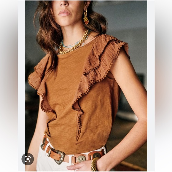 SEZANE Agnan T-Shirt in Coffee - XS - Picture 1 of 10